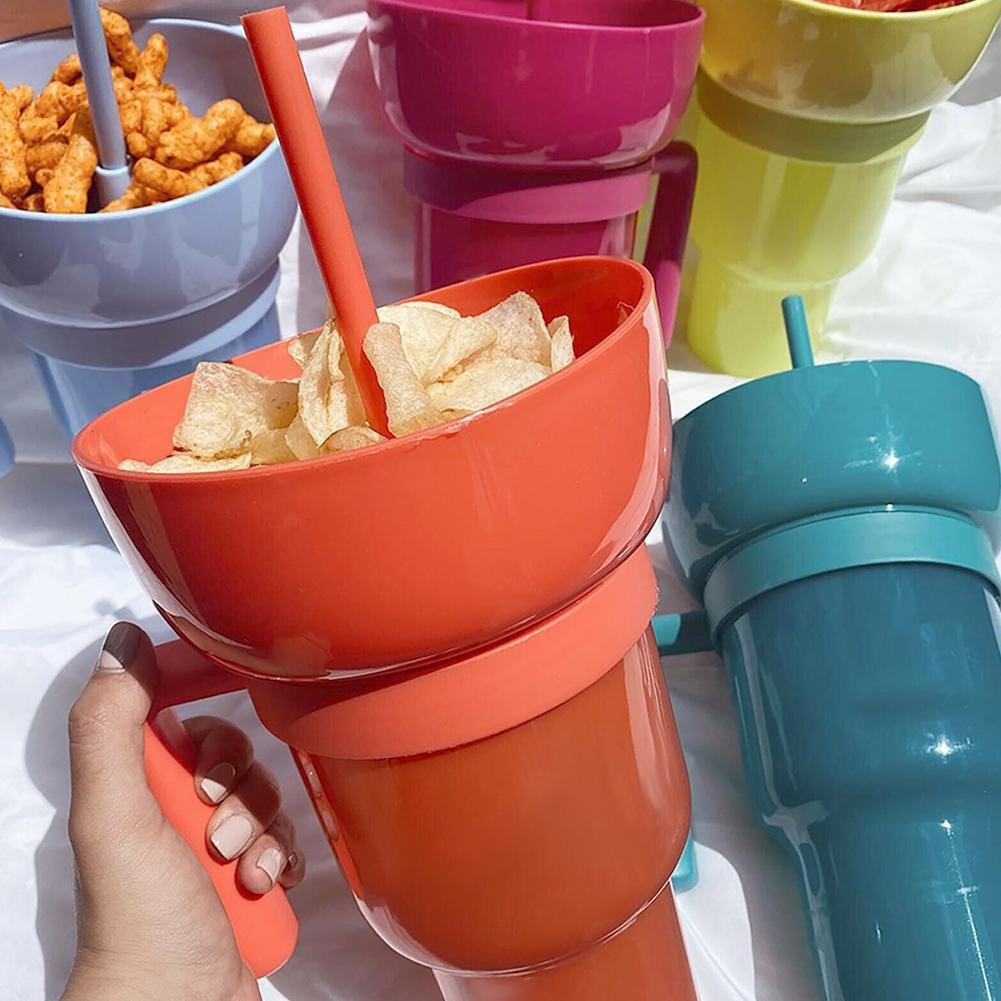 2024 Most Popular Colorful Removable Custom Logo Stadium Tumbler 2 In 1 Snack And Drink Cup stadium cups