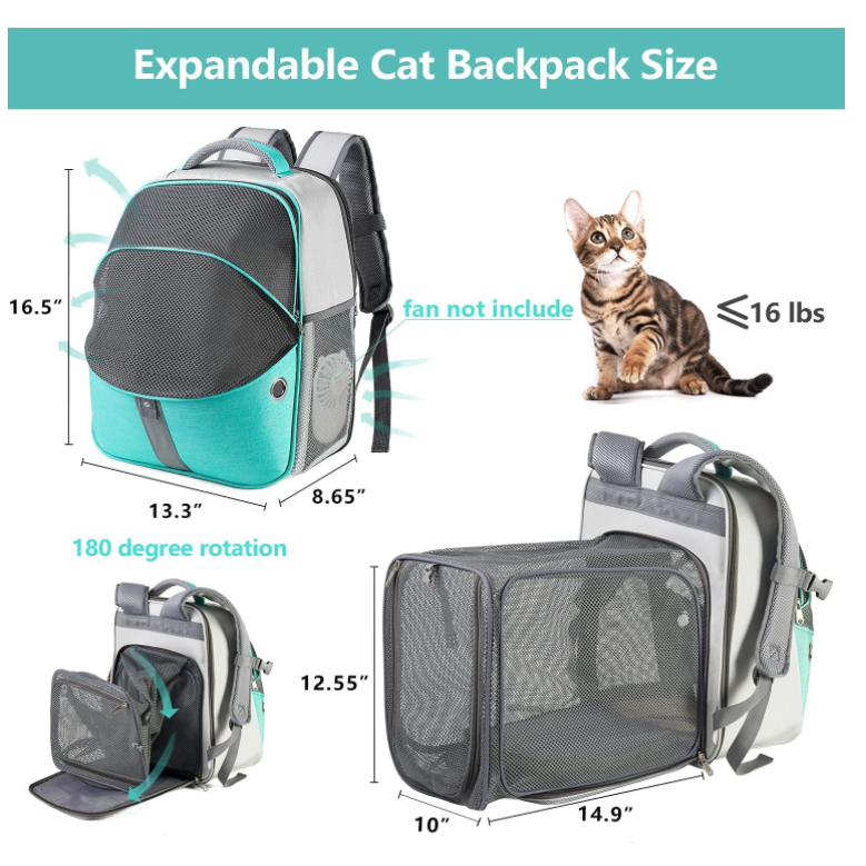 High quality extendable cat backpack Large capacity Oxford cloth dual-purpose pet backpack for cats and dogs out carrying bag