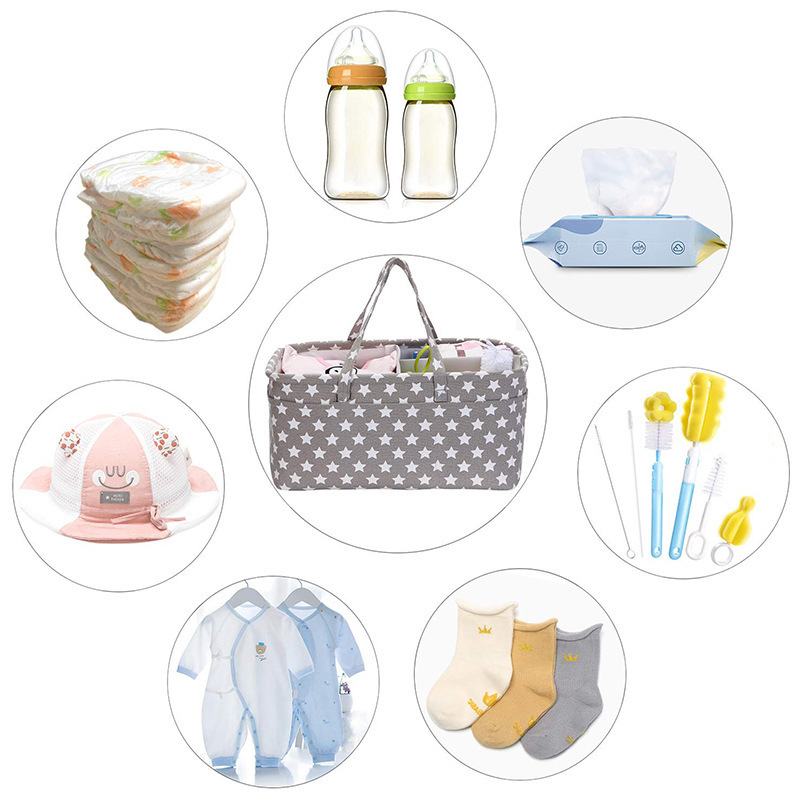 Portable Foldable Baby Diaper Caddy Organizer Bag Nursery Car Organizer Tote Bag With Divider