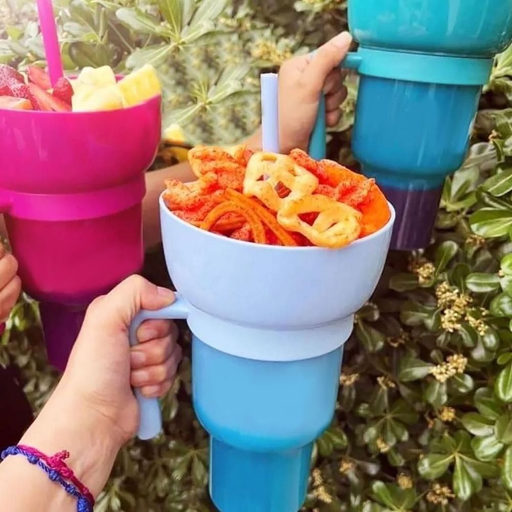 2024 Most Popular Colorful Removable Custom Logo Stadium Tumbler 2 In 1 Snack And Drink Cup stadium cups