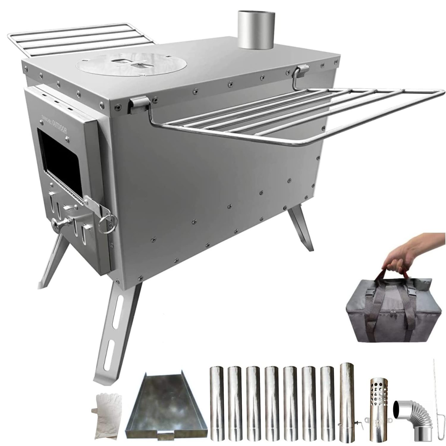 DANCHEL OUTDOOR Tent Wood Stove Stainless Steel outdoor portable picnic equipment smokeless folding stove