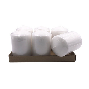 Pure Paraffin Wax Custom Brand Label unscented Thick White Color Bulk Pillar Candles