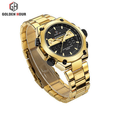 GH115 Brand Male Watch hand Clock Stainless Steel Band 3ATM Water Resistant Chronograph Quartz Men Business Watches