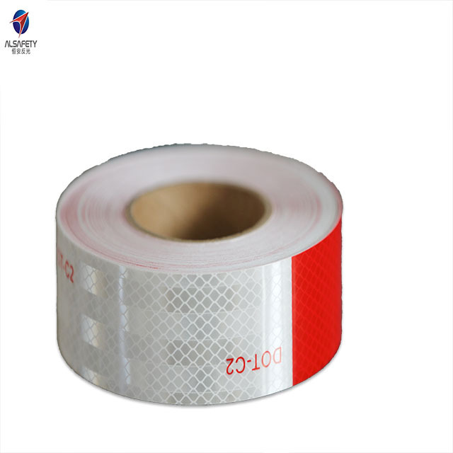 High Quality White And Red Conspicuity 5cm Reflective Tape DOT-C2 For Truck Sticker