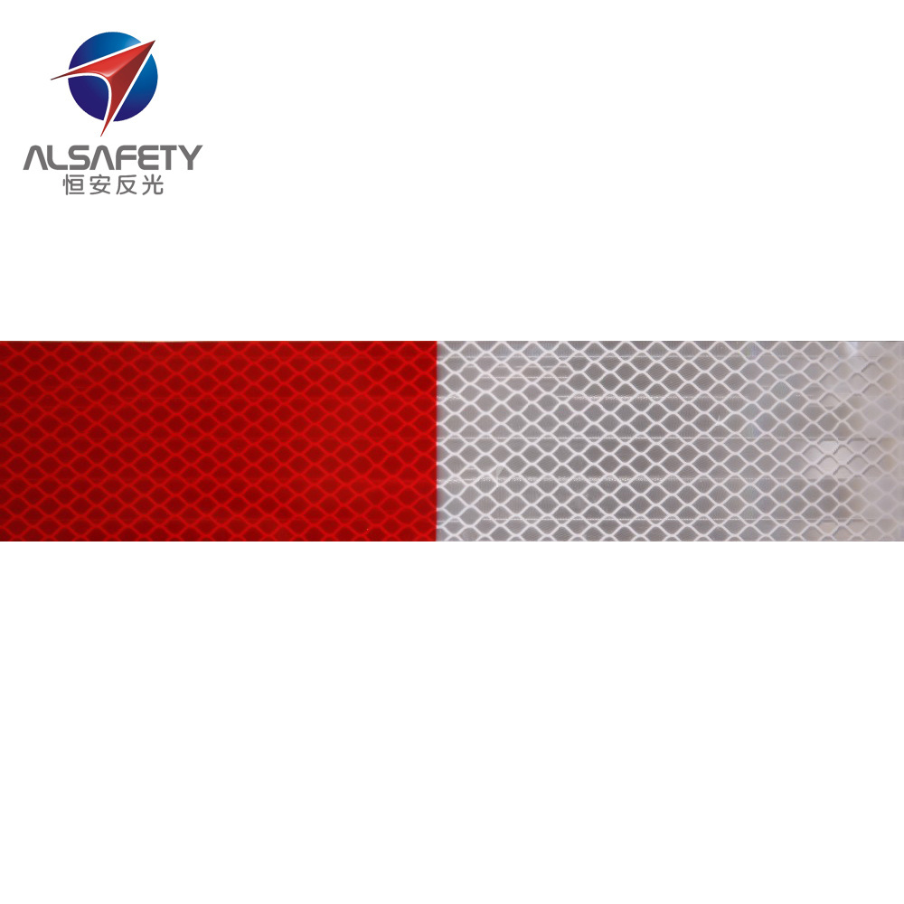 High Quality White And Red Conspicuity 5cm Reflective Tape DOT-C2 For Truck Sticker