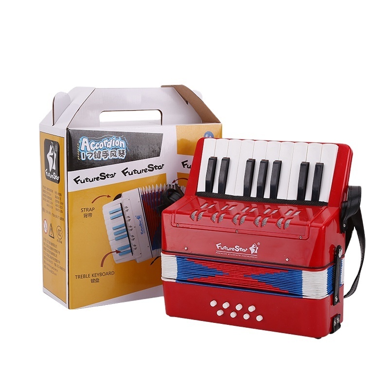 Junior children cheap and classic 17 key 8 bass  accordion with black piano key for sale