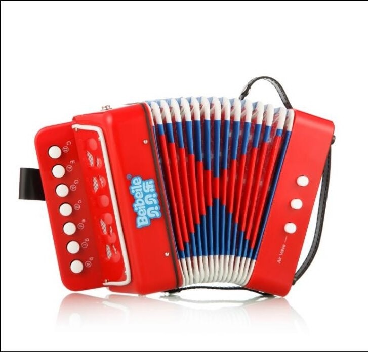 children 7 key 2 bass high end and cheap chromatic plastic toy accordion for sale