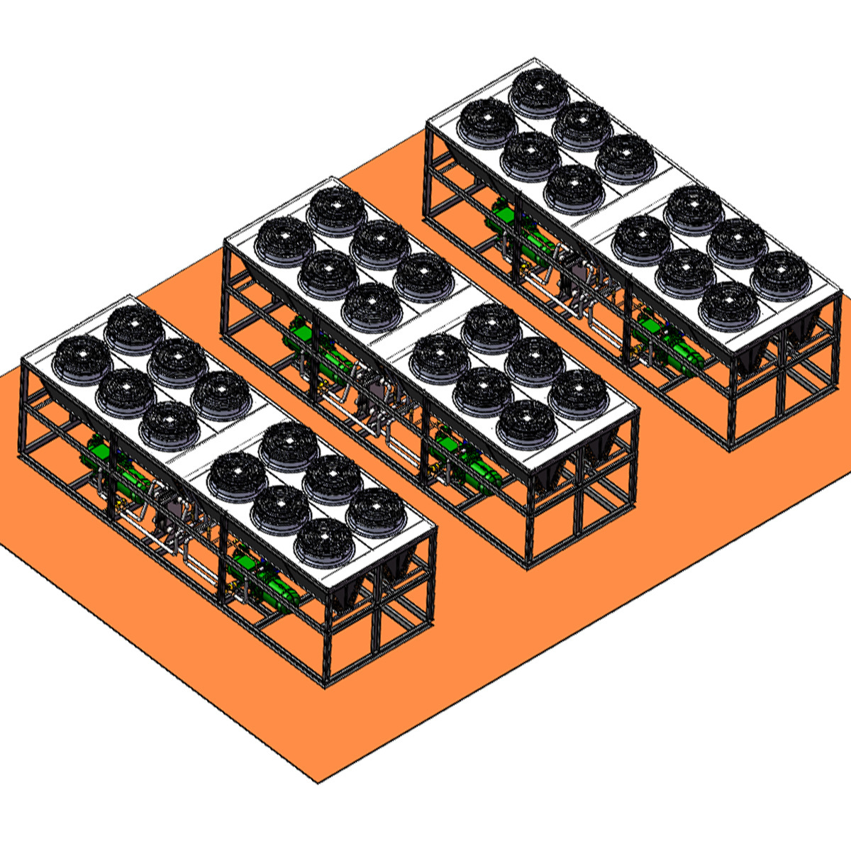 50+50HP water cooled condenser with dual refrigerant circles provides flexible heat release solution for 100HP screw compressors