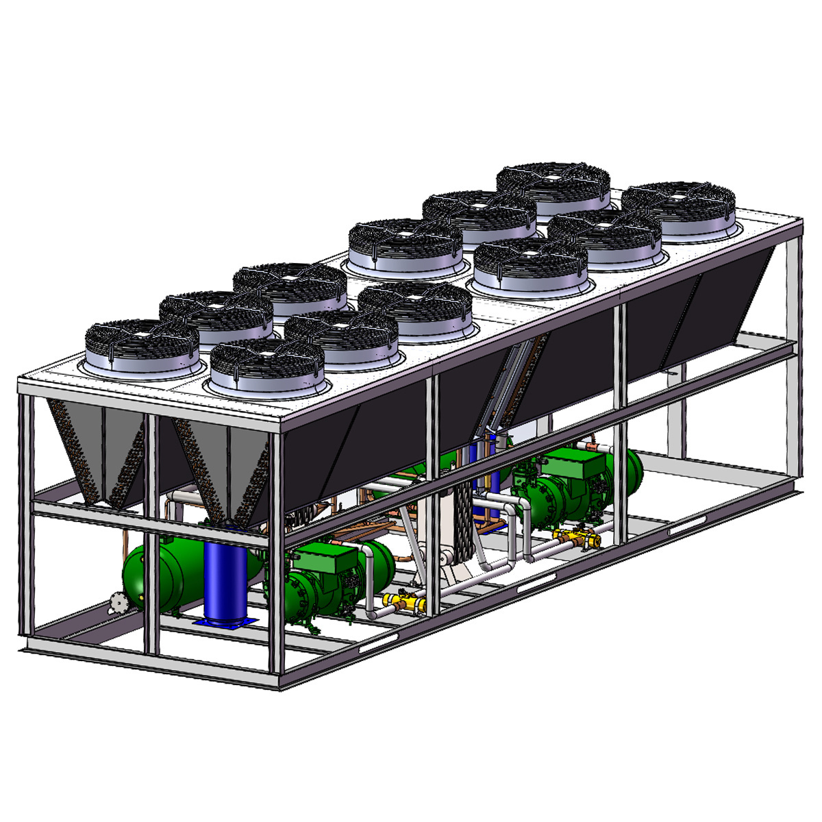 25+25HP dual independent refrigeration circles condenser is regulated in response to variations in the heat release of freezer