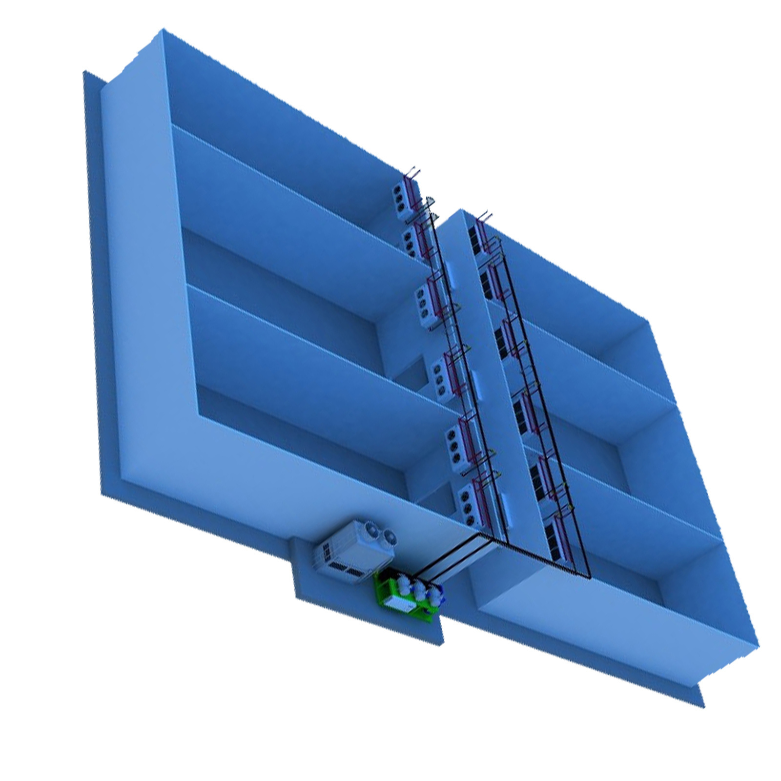 140HP innovative R134a+R410a cascade freezer assembly complete is designed for 80~120m3/h blast freezing room in meat factories