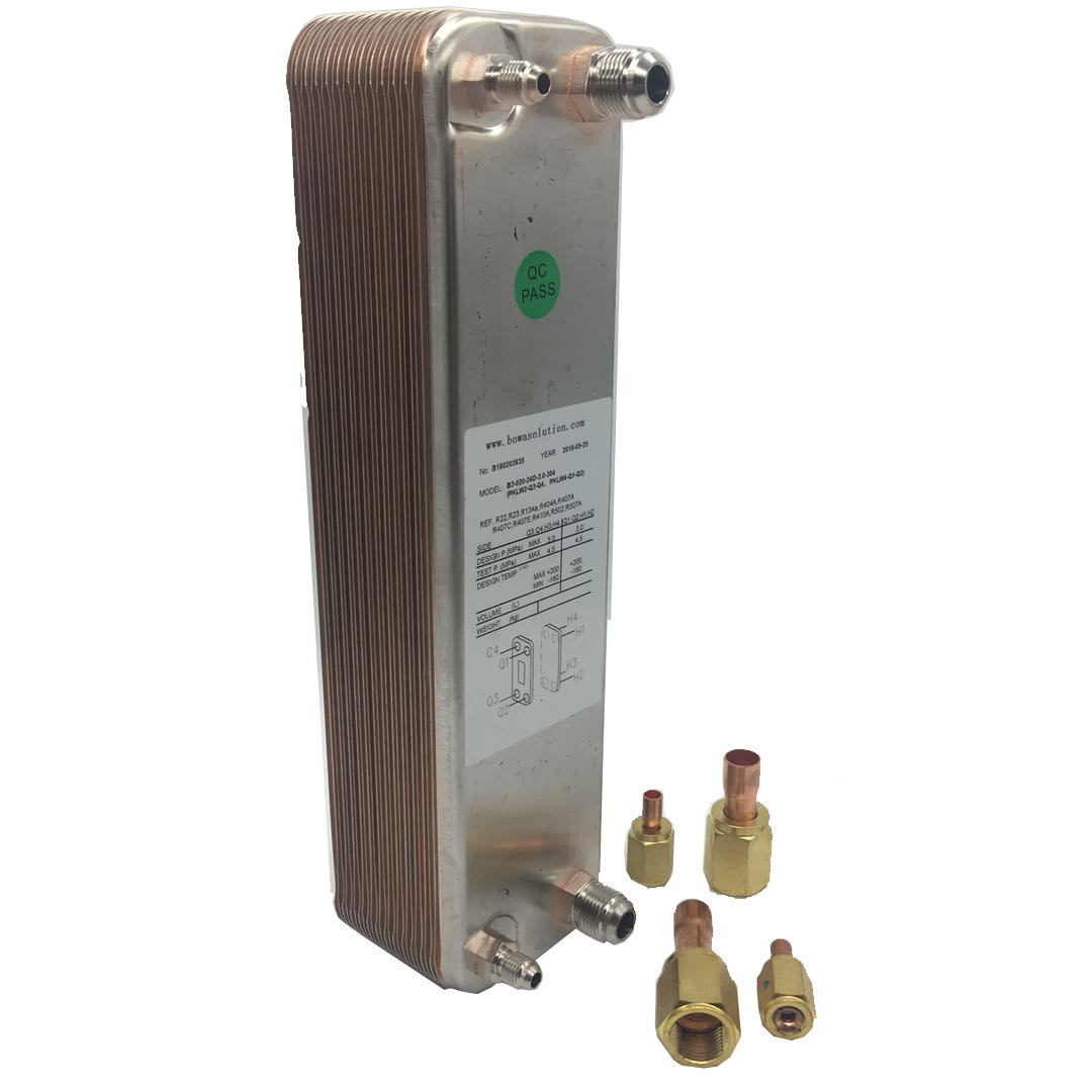 7.5KW (R410a to Water) Copper Brazed Stainless Steel PHE as evaporator in geo-thermo heat pumps or condenser in water chillers