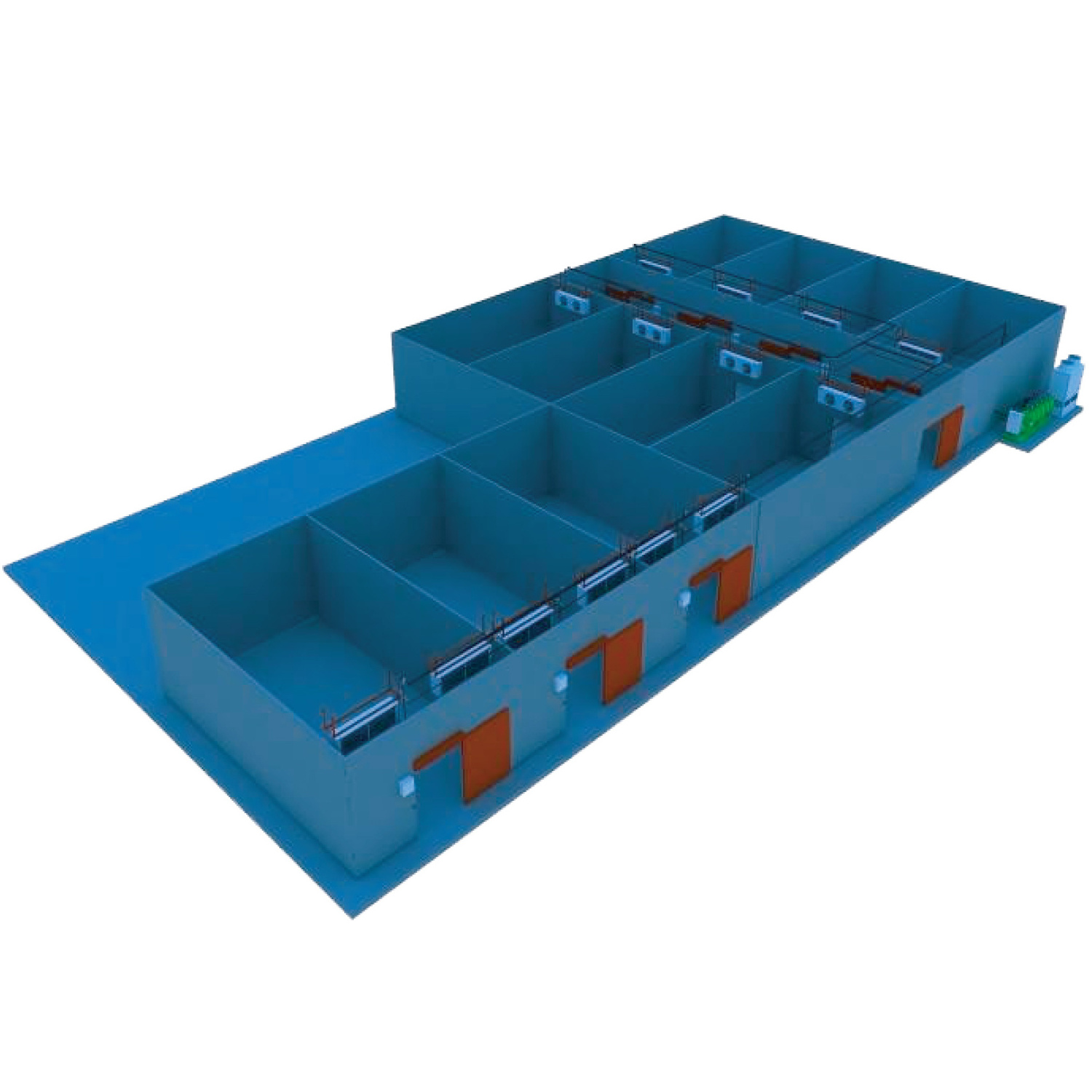 140HP innovative R134a+R410a cascade freezer assembly complete is designed for 80~120m3/h blast freezing room in meat factories