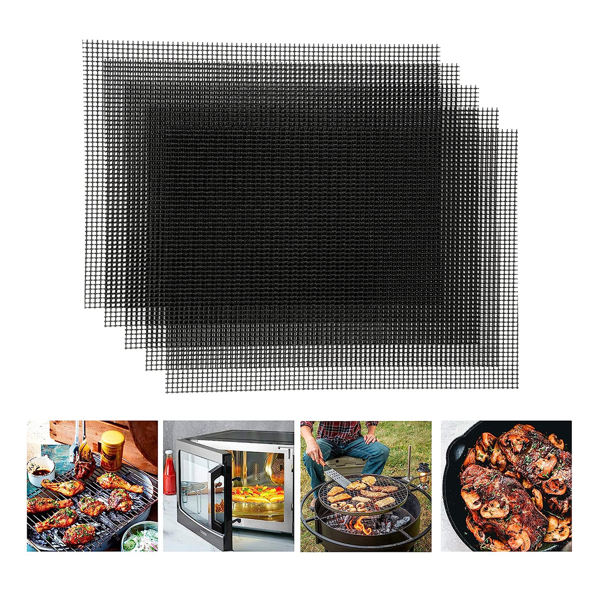 Easy to Clean PTFE Barbecue Grill Accessory Tools Non Stick BBQ Grill Mat Mesh - Works on Gas Charcoal Grills for Barbecue