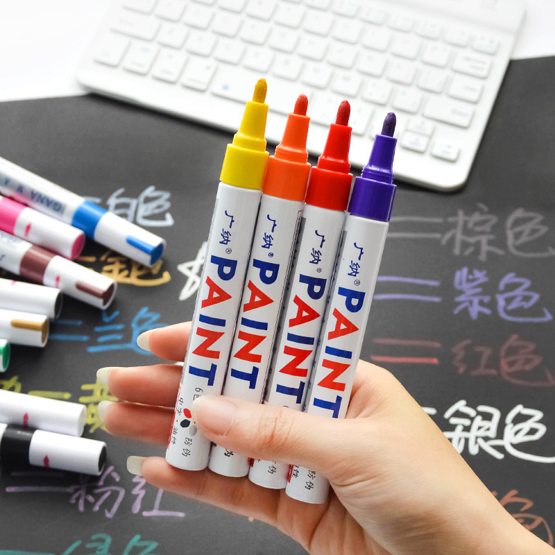 Hot selling 12 colors optional paint marker pen DIY waterproof permanent album graffiti pen oil based car tyre paint marker pen