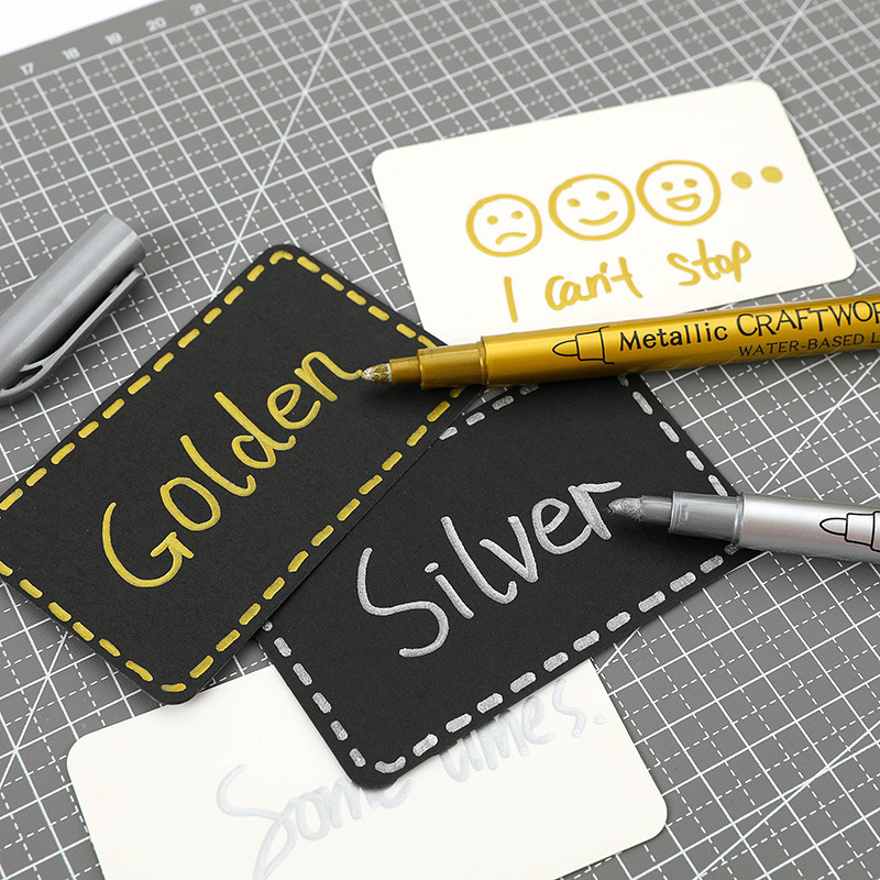 Silver Gold Metallic Marker Pens Waterproof paint marker pen For Painting Pens Student Supplies Craftwork Art