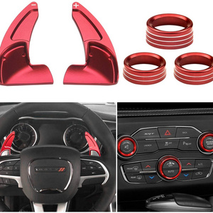 Steering Wheel Shift Paddle Extension Trim Cover & Air Conditioning Switch CD Button Fit For 2015-2020 Dodge Challenger Charger