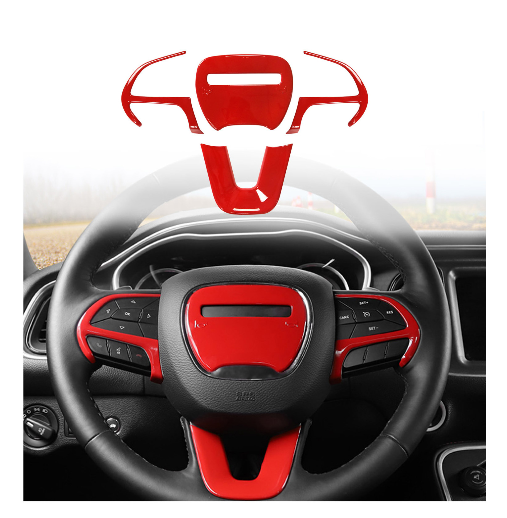 Steering Wheel Cover Trim Decal Sticker Interior Accessories for Dodge Charger Challenger Durang 2015-2021