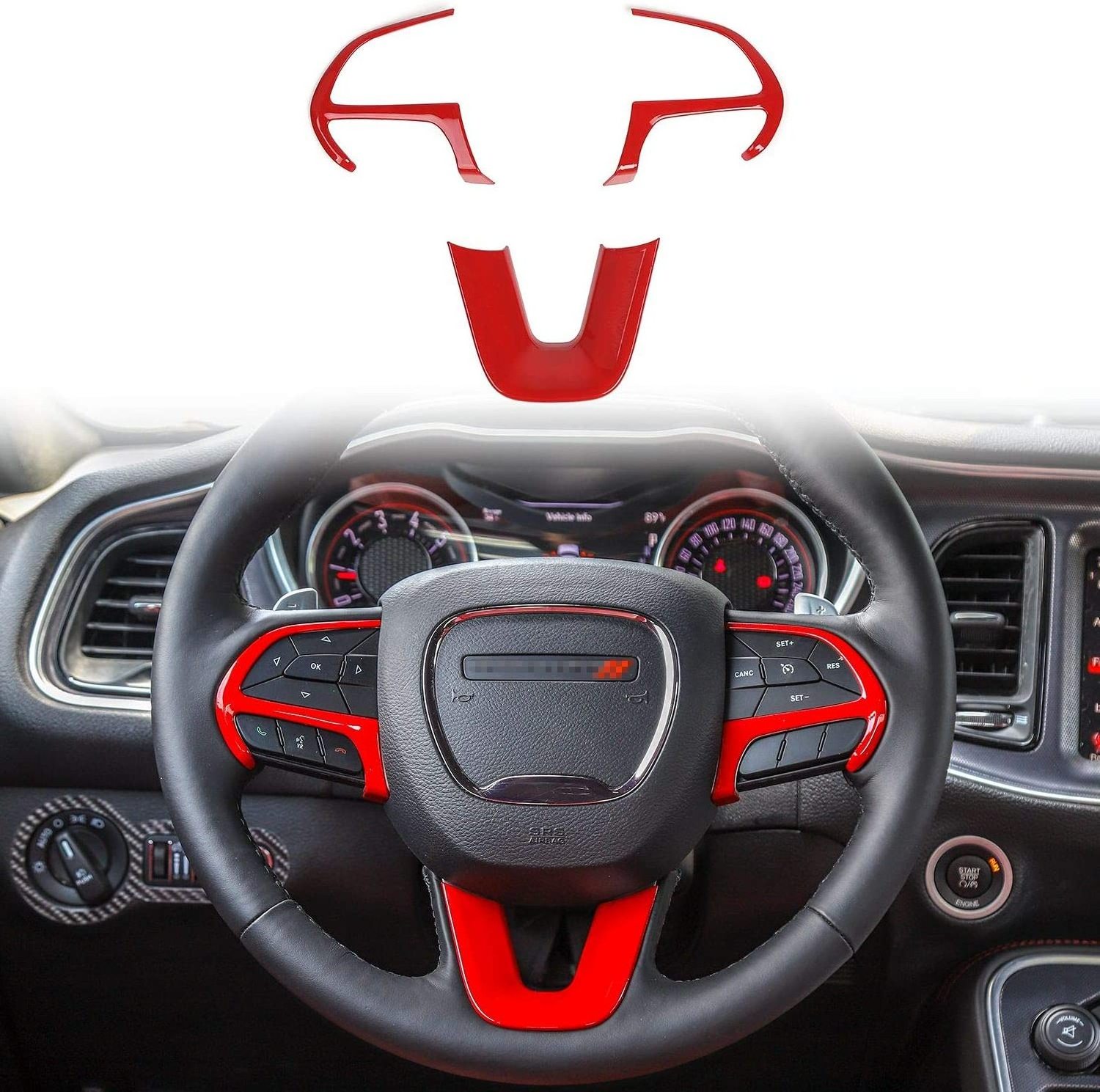 for Challenger Steering Wheel Trim for 2015-2019 Dodge Challenger, Charger, for 2014-2019 Dodge Durango