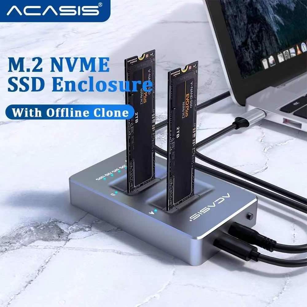 ACASIS Data Of Cloning Dual Solt M.2 NVME SSD Docking Station for M2 SSD Key M Support Offline Auto Sleep