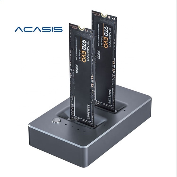 ACASIS Data Of Cloning Dual Solt M.2 NVME SSD Docking Station for M2 SSD Key M Support Offline Auto Sleep