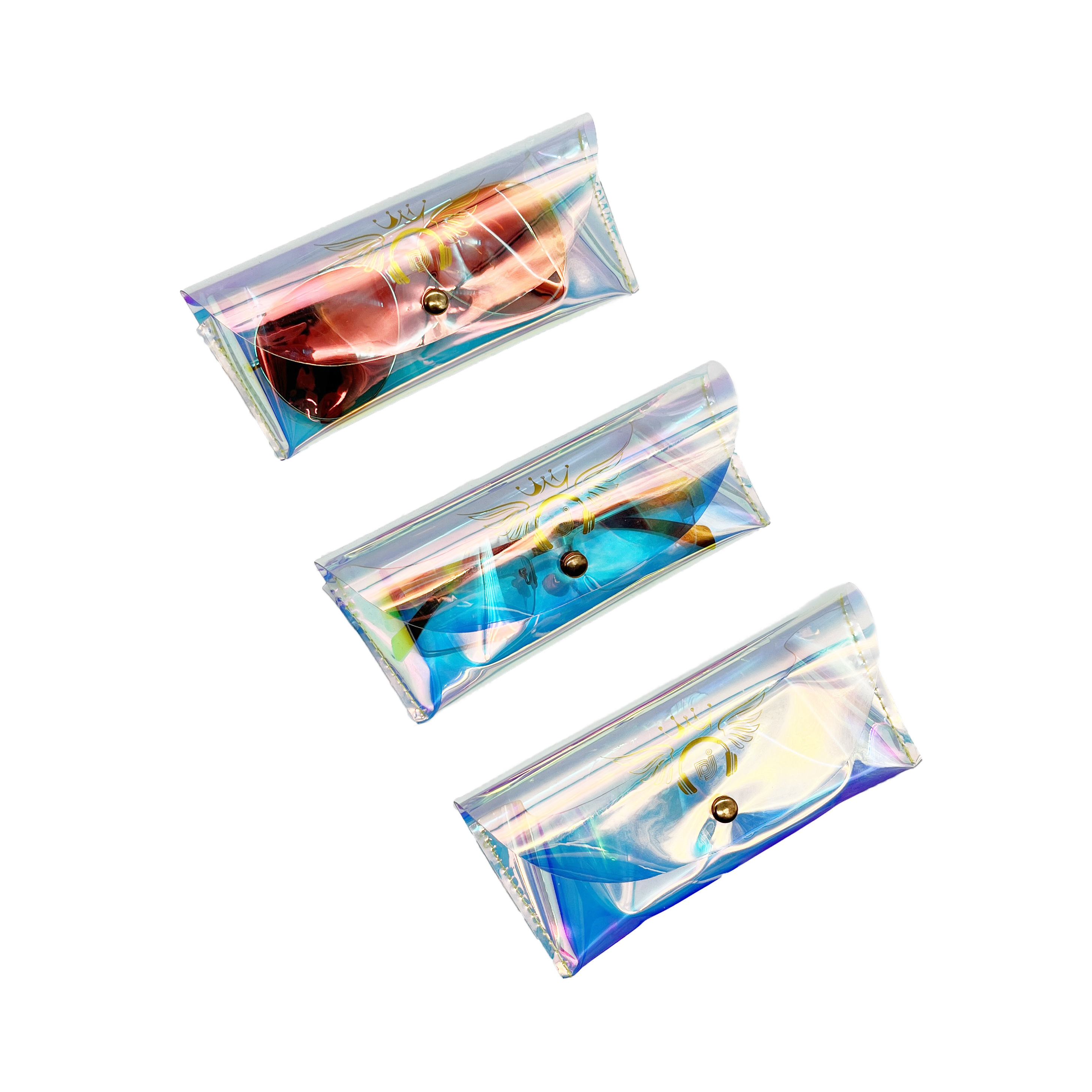 Premium High Quality Clear Plastic Sunglasses Packaging Soft Waterproof Eye Glasses Pouch Holographic Sun Glasses Case