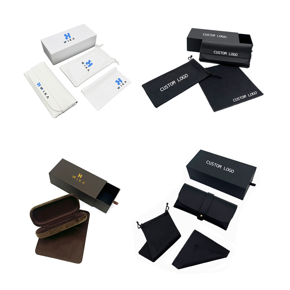 Wholesale Manufacturer Luxury Black Pu Leather Shades Bags Custom Glasses Case Eyeglasses Box Sunglasses Packaging Set