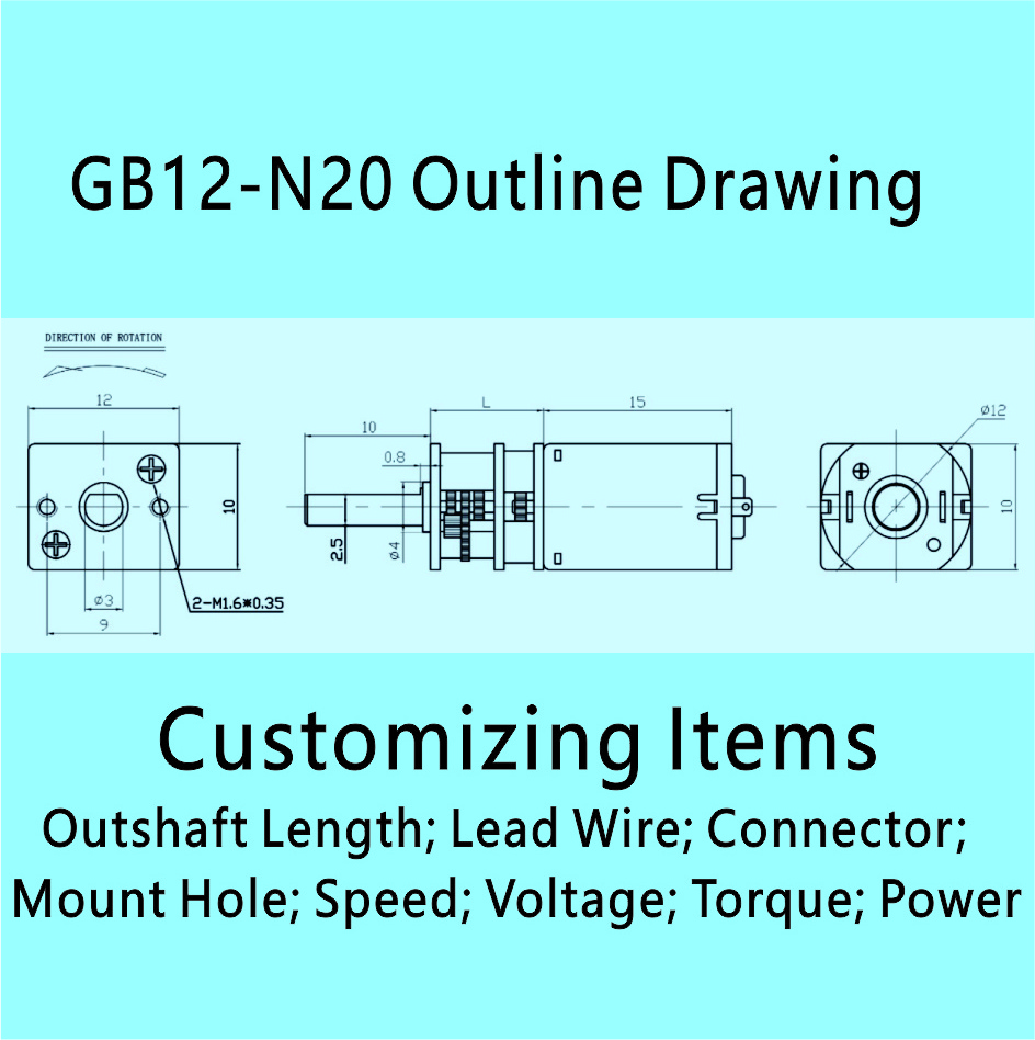 GB12-N20 DC Gear Motor 3V 6V Small Gearbox Motor N20 12V Mini DC Gear Motor with Gearwheel