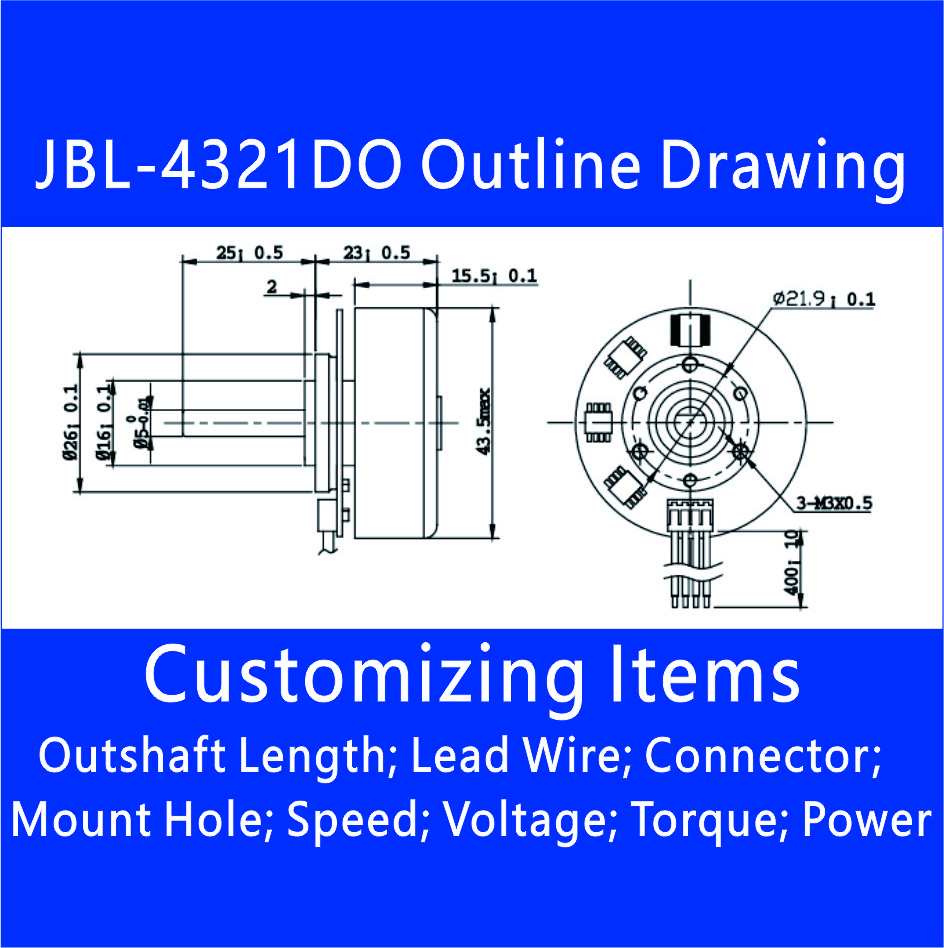 China JRC Wholesale JBL-4321DO Outer Rotor BLDC Motor 12V 24V High Quality High Torque Brushless DC Motor 3000-15000RPM