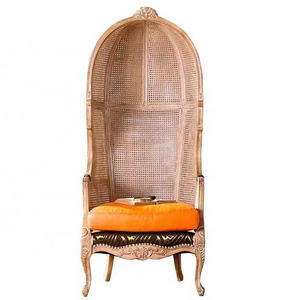 French wooden rattan arm chair King Throne high back living room lounge bird cage chairs