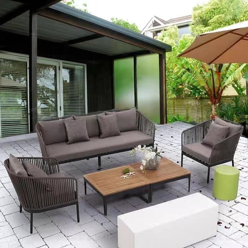 Modern Single Design Patio Furniture Aluminum Frame Rattan Garden sofas Outdoor Sofa Set