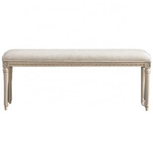 High quality French antique wooden fabric upholstered end-of-bed bench seat