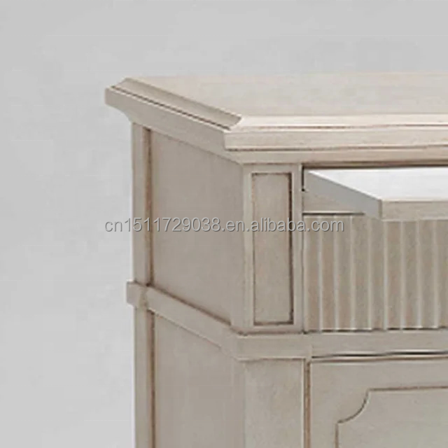 Customized French style hotel wooden bed side table nightstand for bedroom