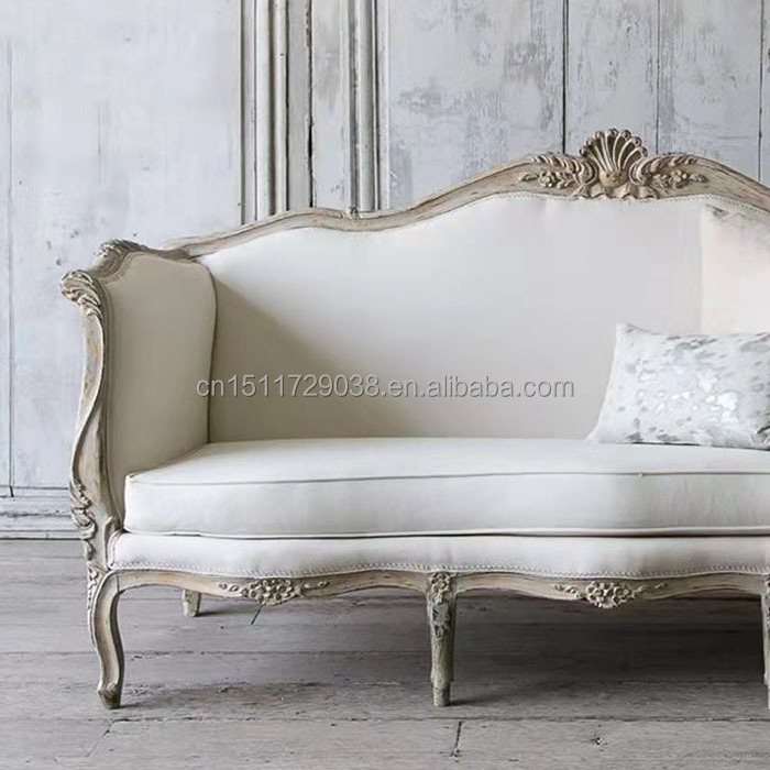 French antique lounge living room furniture wooden 2/3 seater wedding sofa couch