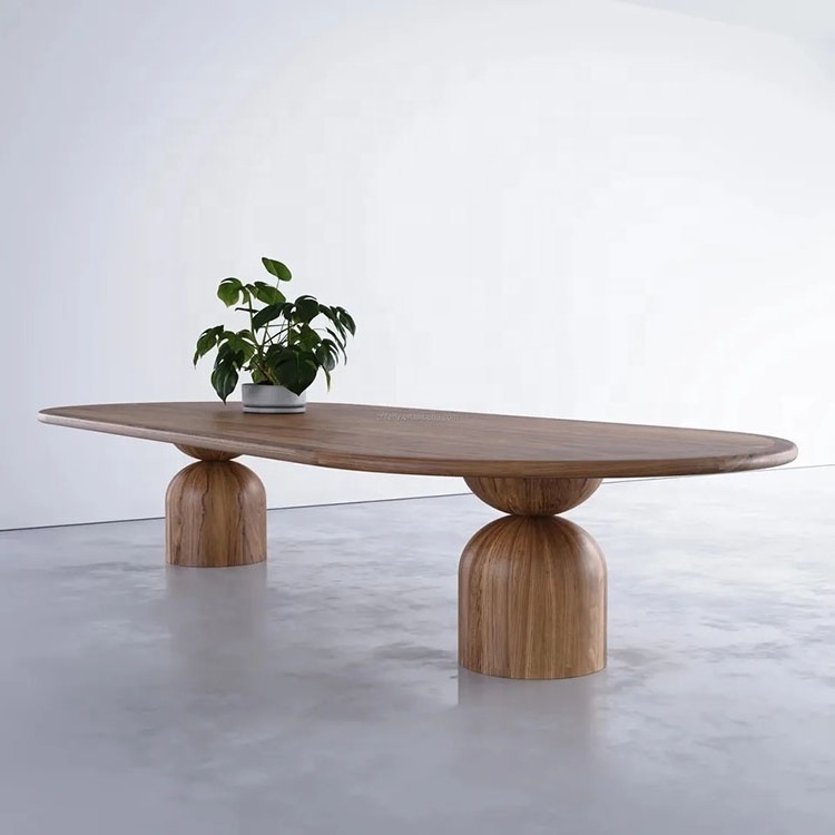 High quality Nordic luxury modern hotel furniture solid wood oval dining table