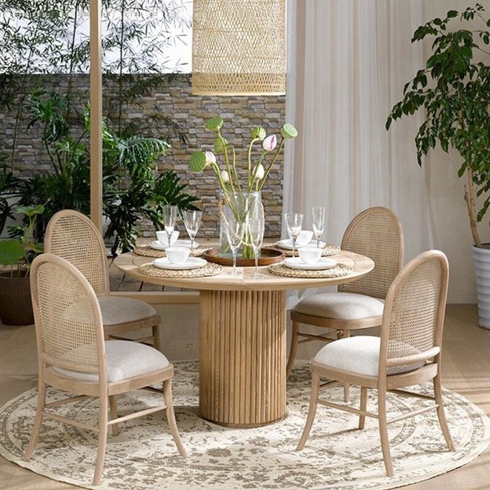 High quality Vietnam Malaysia indoor furniture solid wood cane/rattan dining chair wholesale