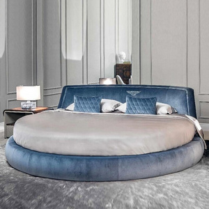 Furniture bedroom sets King size Modern fabric low big round Platform Bed velvet circle bed