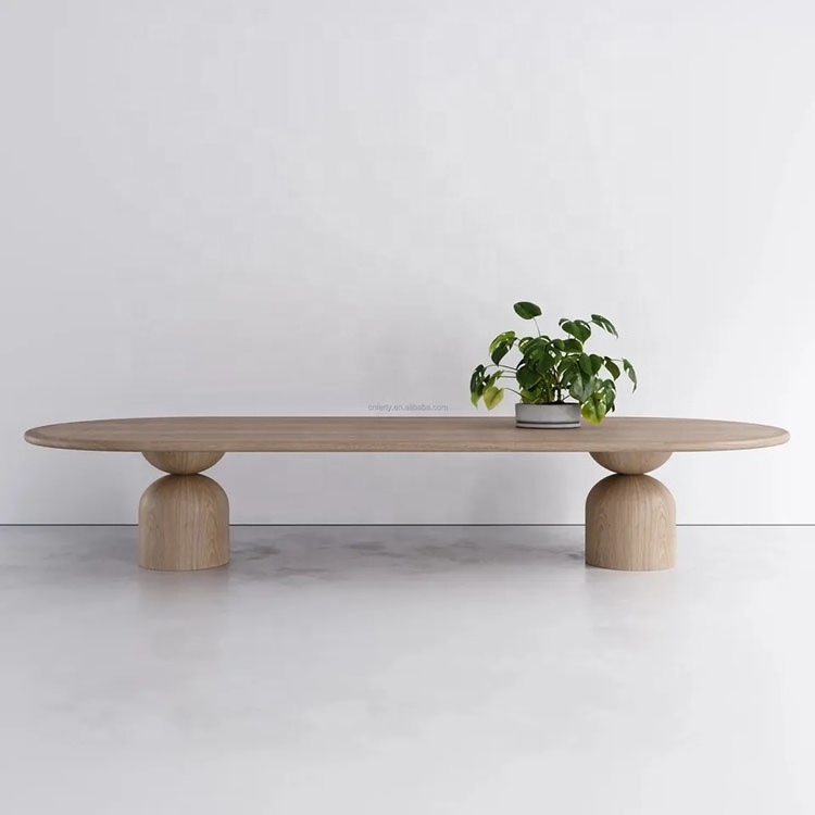 High quality Nordic luxury modern hotel furniture solid wood oval dining table