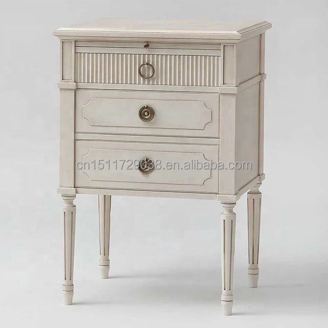 Customized French style hotel wooden bed side table nightstand for bedroom