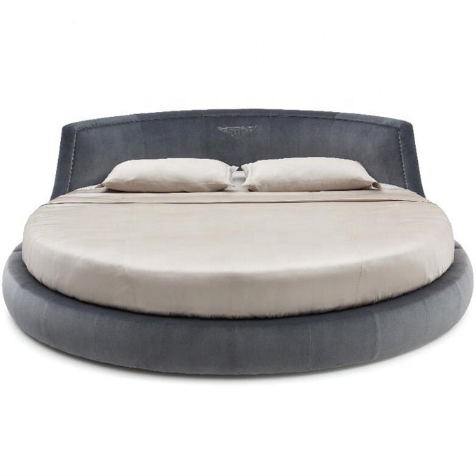 Furniture bedroom sets King size Modern fabric low big round Platform Bed velvet circle bed