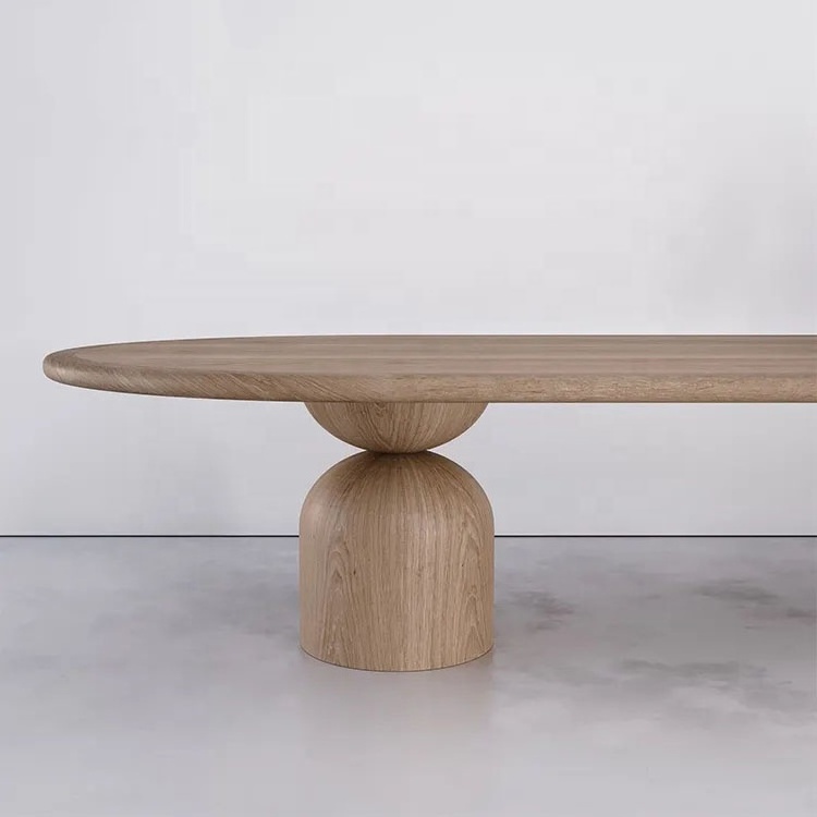 High quality Nordic luxury modern hotel furniture solid wood oval dining table