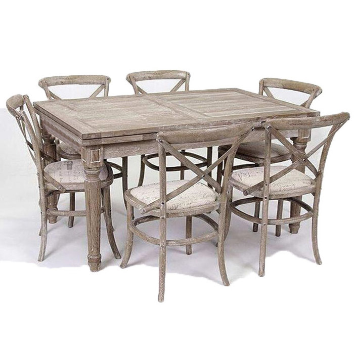 Hot selling french vintage dinning table set dining room furniture extendable folding dining table set 6 chairs