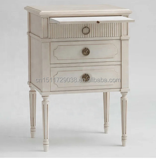 Customized French style hotel wooden bed side table nightstand for bedroom