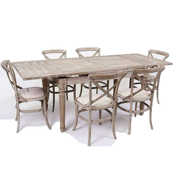 Hot selling french vintage dinning table set dining room furniture extendable folding dining table set 6 chairs