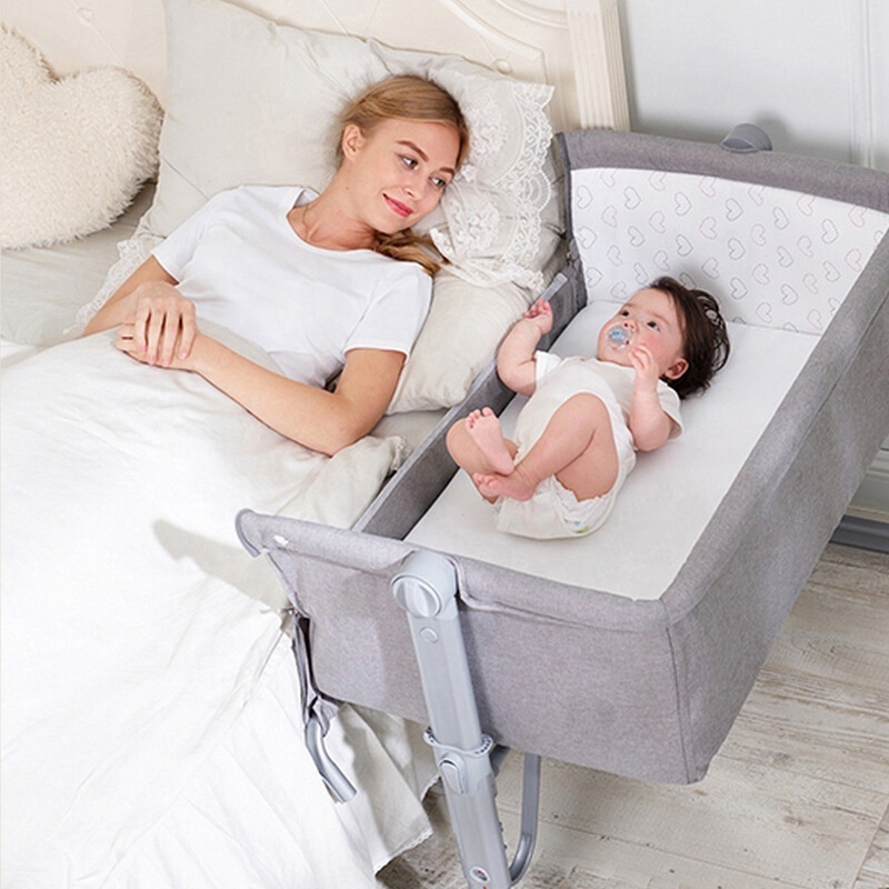 Height Adjustable Baby Bedside Crib Newborn Swing Bassinet