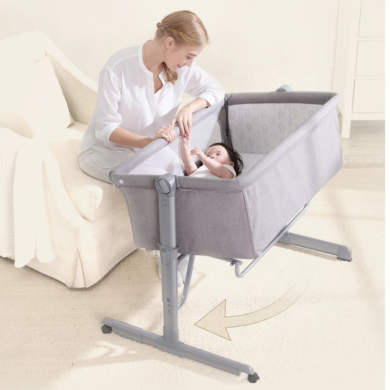 Height Adjustable Baby Bedside Crib Newborn Swing Bassinet