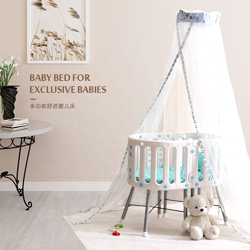 Baby Bed Folding Cradle Splicing Large Swinging Crib Cot