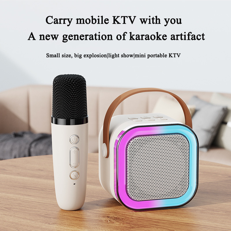 Karaoke Machine Portable Bluetooth Speaker System with 1-2 Wireless Microphones Home Family Karaoke Singing Machine Speaker