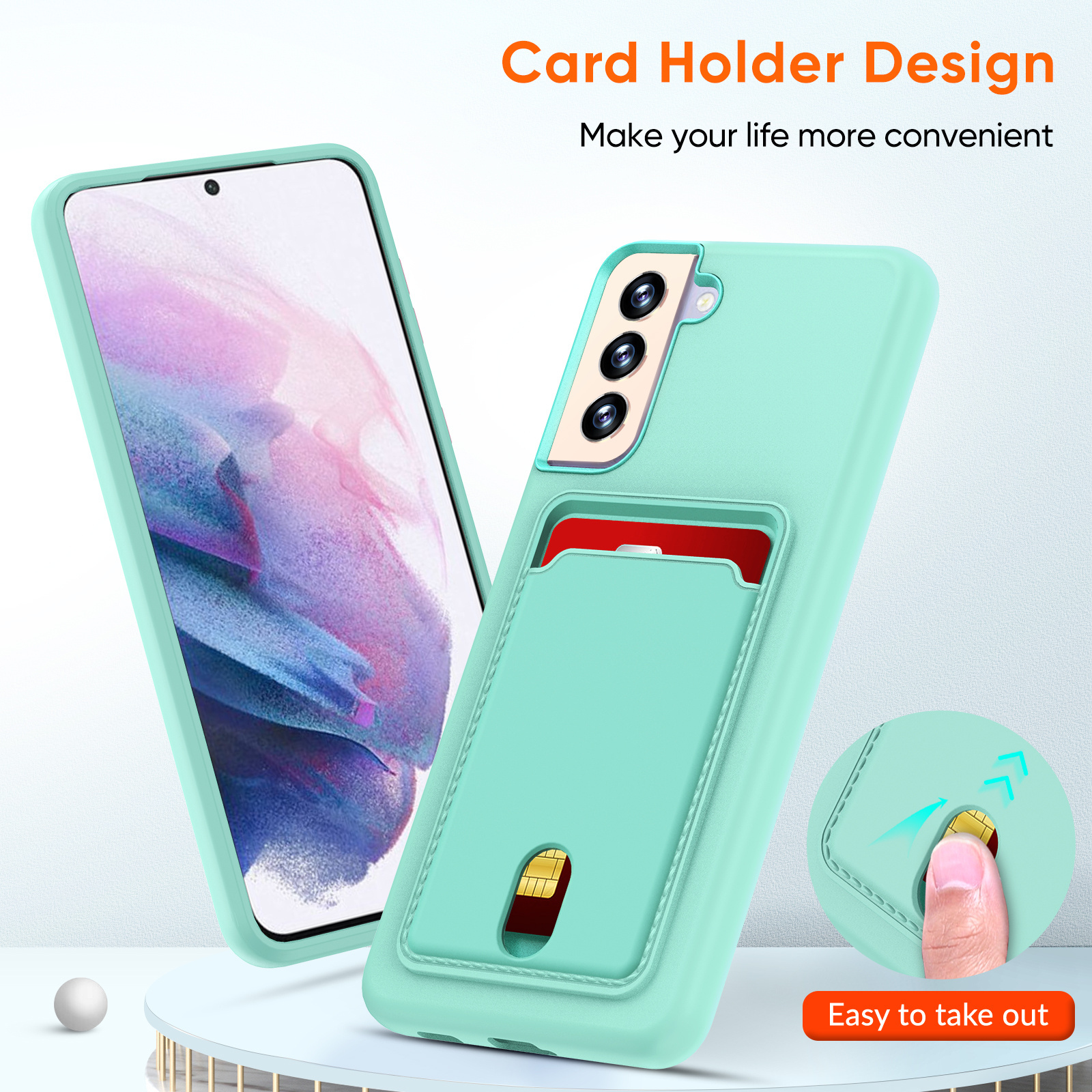 Leyi bulk buy sublimation dual-function flexible TPU shell can put credit card phone case for Samsung galaxy S20 S21 plus