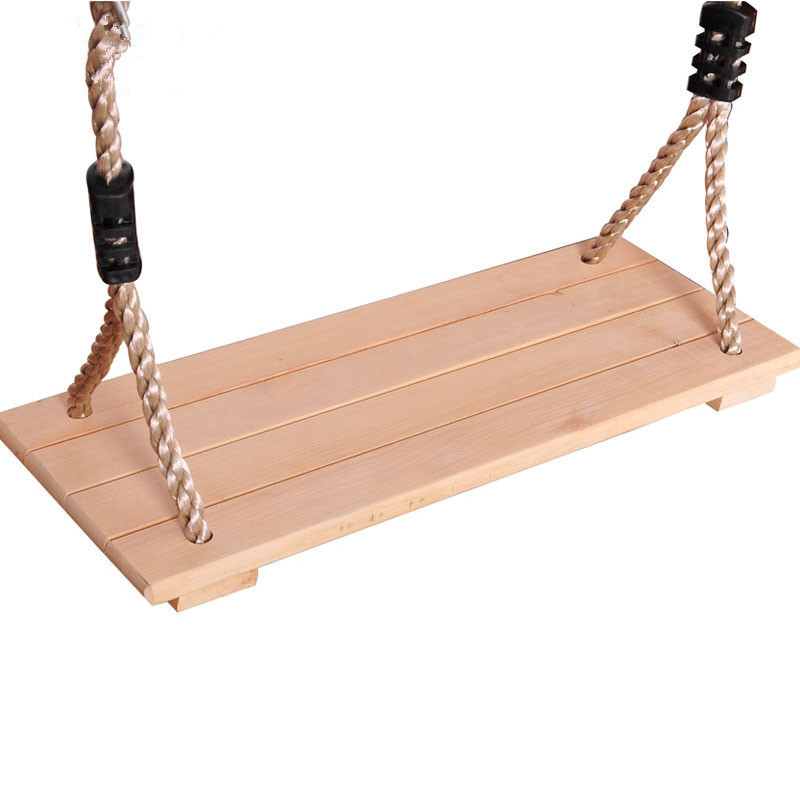 Real Wood Children Swing Outdoor Garden Swings Wooden Swing With Rope