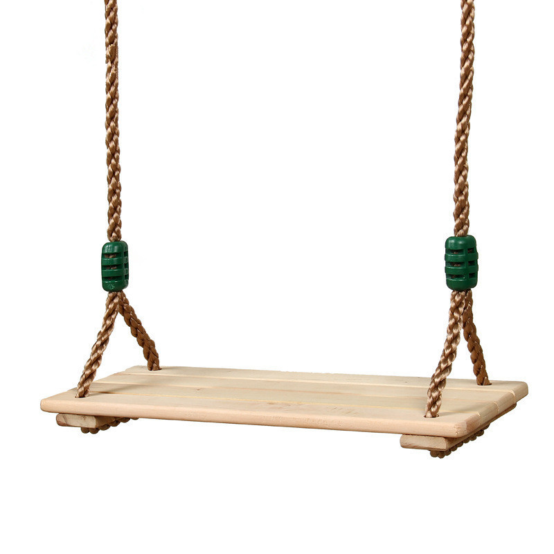 Real Wood Children Swing Outdoor Garden Swings Wooden Swing With Rope